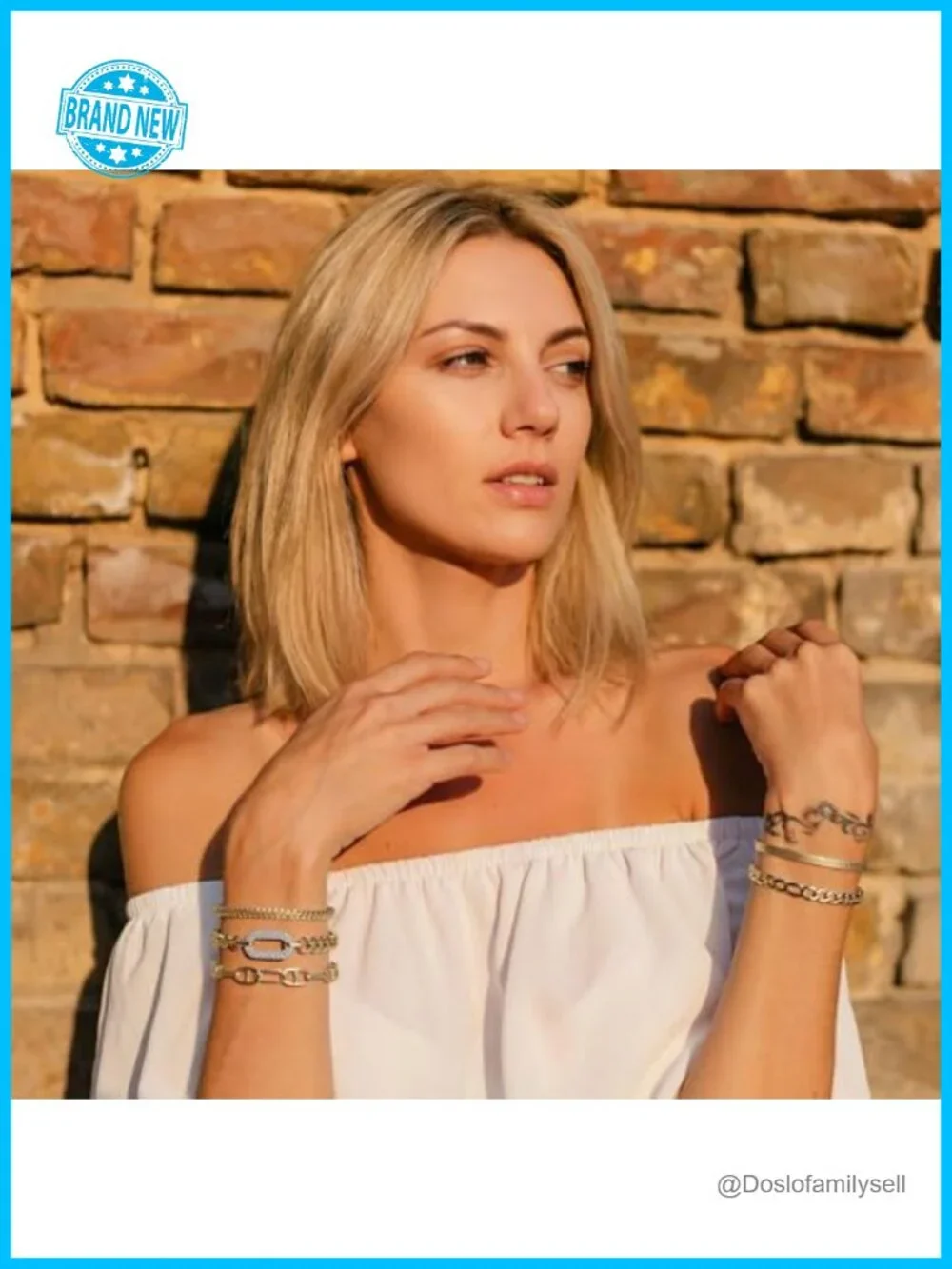 18K Gold Plated Bracelets Set for Women, Adjustable Stackable Link Chain